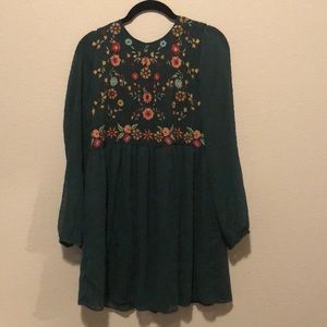 Zara Green embroidered Dress